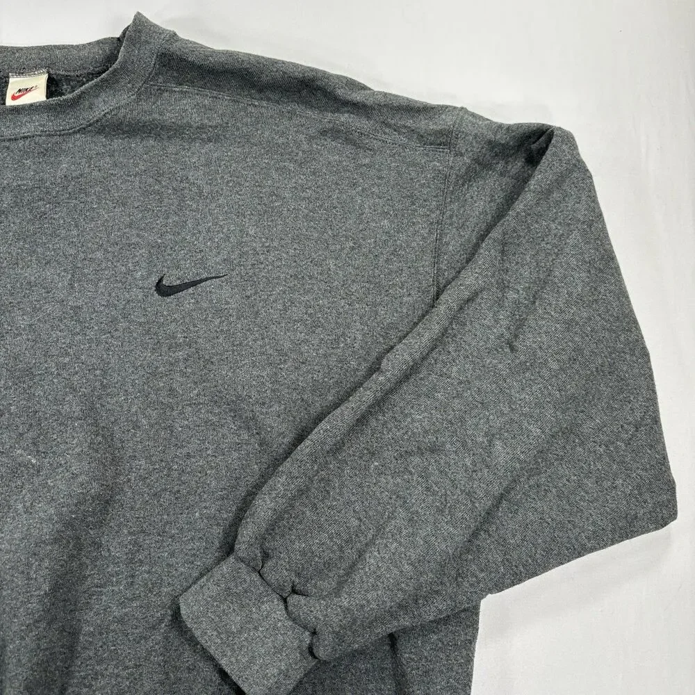 Vintage Y2K Nike Mini Swoosh Gray Pullover Crewneck Sweatshirt Men XL